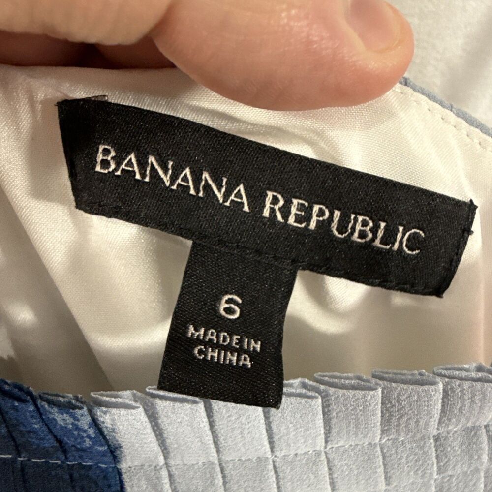 Banana Republic Pleated Strappy Colorblock Mod Retro Midi Dress Womens Sz 6 - Picture 3 of 13